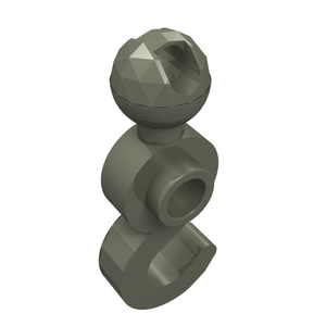 Grey LEGO 30395 Hook with Tow Ball piece, featuring a faceted tow ball, a rounded connector, and a curved hook.