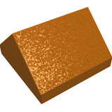 Orange textured LEGO Slope 45 2 x 2 Double brick, angled view.