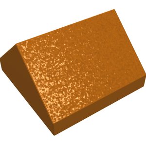 Orange textured LEGO Slope 45 2 x 2 Double brick, angled view.