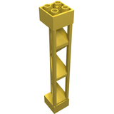 A yellow LEGO 30517 support 2x2x10 girder triangular vertical with a solid 2x2 top and 4 studs, and 3 posts.