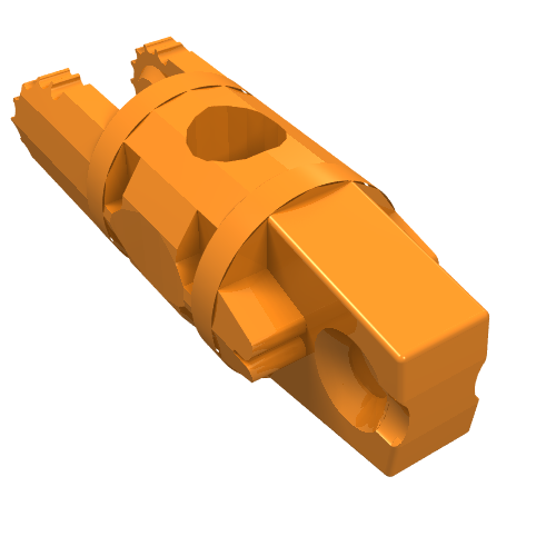 Orange LEGO Hinge Cylinder 1 x 3 Locking with 1 Finger and 2 Fingers on Ends, with Hole, part 30554b