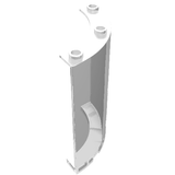 White LEGO Cylinder Quarter 4 x 4 x 6 brick, part 30562, featuring three studs on top and a hollow curved interior.