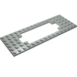 Light gray LEGO Plate, Modified 6 x 16 with Motor Cutout Wide, showing the top surface with studs.