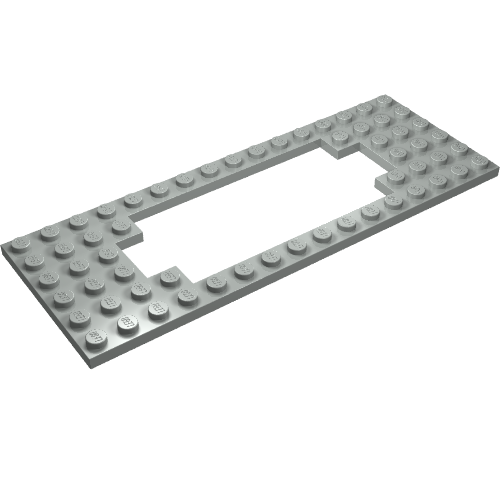 Light gray LEGO Plate, Modified 6 x 16 with Motor Cutout Wide, showing the top surface with studs.