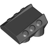 Black LEGO 30603 modified 2x2 sloped brick with no top studs and 6 raised side pistons.