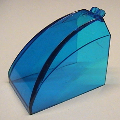 Transparent blue LEGO Windscreen 6 x 4 x 4 Curved with 2 Fingers.