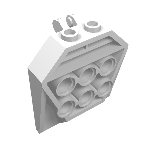 White LEGO Door 1 x 4 x 3 2/3 part with 4 studs, 2 locking hinge fingers, and 6 circular holes on the back.