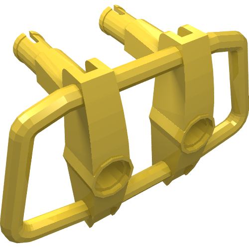 Yellow LEGO Vehicle Grille 6x4x3, part 30632, featuring two pins and two pin holes, on white background.