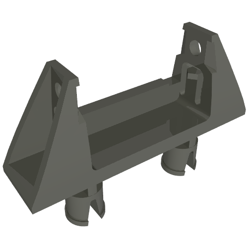 Dark grey LEGO 30636 String Reel 1x4x2 Holder with 2 Technic Pins.