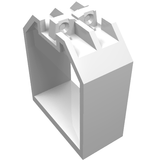 White LEGO 30637 container, open-ended 2x4x4 box with locking hinge fingers on each end.