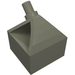 Grey LEGO 30640 Vehicle Steering Wheel Holder 2x2. Features a sloped top with an opening and a tilted stud.