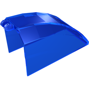 Translucent blue LEGO 30649 Windscreen 8 x 4 x 4 Curved with 2 Fingers, against a white background.