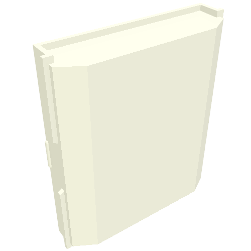 A cream-colored LEGO Panel 2 x 8 x 8 (30650) with clips on the side and a recessed top edge, viewed at an angle.