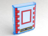 LEGO 30650pb02 panel with red bricks, window frame, and 'FIRE DEPT' text on a light blue background.