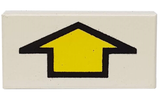 LEGO 3069p13 Tile 1x2 with yellow arrow short and black border pattern on an off-white background.