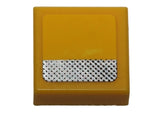 LEGO 3070pb087 yellow 1x1 tile with silver stripe and black dots pattern sticker from set 40193.