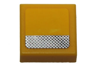LEGO 3070pb087 yellow 1x1 tile with silver stripe and black dots pattern sticker from set 40193.