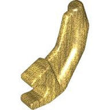 Gold angled LEGO barb, claw, horn, or tooth piece with a clip.