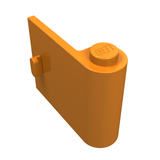 Orange LEGO Door 1 x 3 x 2 Right, part 3188, with a single stud on top and a small clip on the left side.
