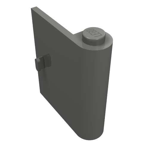 A single dark gray LEGO Door 1 x 3 x 3 Right piece, featuring a top stud with logo and a side hinge clip.