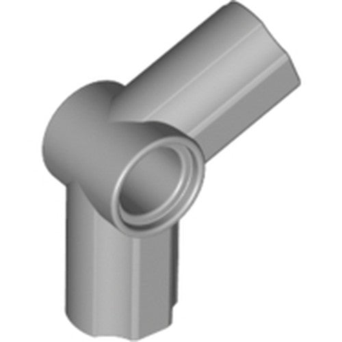 Grey LEGO Technic Axle and Pin Connector Angled #5 (112.5 degrees) showing the pinhole and hexagonal rod.