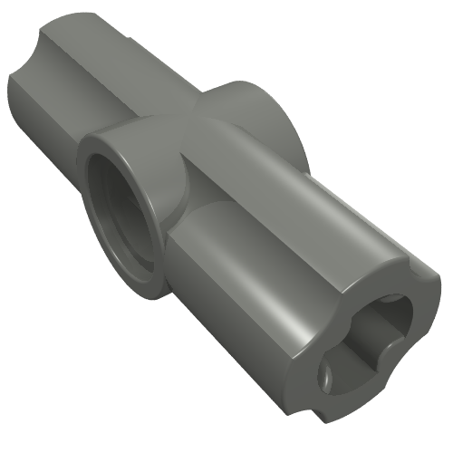 Gray LEGO Technic Axle and Pin Connector Angled #2 (180 degrees) with multiple holes and slots.