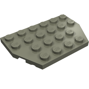 A light grey LEGO 4x6 wedge plate with cut corners, featuring studs on top.
