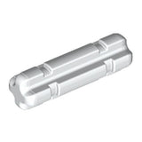 A single white LEGO Technic Axle 2L Notched (part 32062) shown at an angle on a white background.