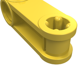 Yellow LEGO Technic 32068 Axle and Pin Connector Perpendicular 3L with pin hole.