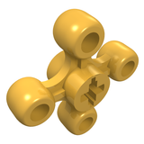 Yellow LEGO Technic 32072 Knob Wheel with a central cross axle hole and six peripheral pin holes.
