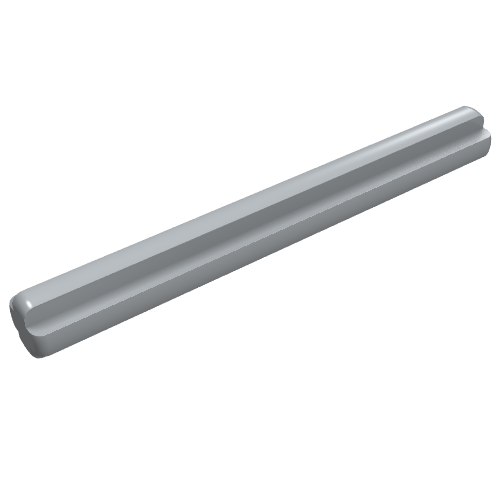 Light gray LEGO Technic Axle 5L part, a long bar with rounded ends and two parallel grooves, on a white background.