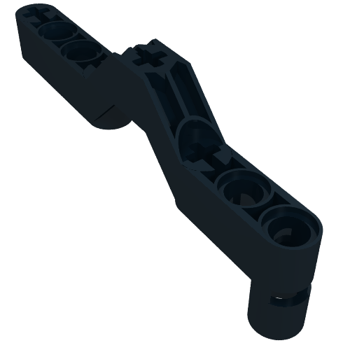 Dark gray LEGO Technic Modified Crossover Offset 1x9 Liftarm (32079) showing multiple pin and axle holes.