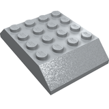 Light gray LEGO Slope 45 6x4 Double brick (part 32083) with studs showing 'LEGO' logo and textured slope.