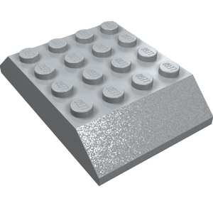 Light gray LEGO Slope 45 6x4 Double brick (part 32083) with studs showing 'LEGO' logo and textured slope.