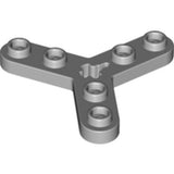 Grey LEGO Technic Plate Rotor 3 Blade (32125) with smooth ends and 6 studs, featuring a Y-shape and central axle hole.