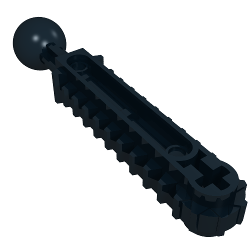 LEGO 32170 - Technic Ball Joint with Double Rack, dark grey, with a ball on one end and geared teeth along the side.