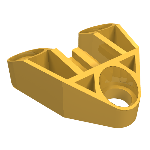 Yellow LEGO Technic Pin Connector 3 x 3 with Axle and 3 Pin Holes, part 32175.