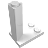 White L-shaped LEGO element with a tall vertical bar ending in one stud and a flat horizontal base with two studs.