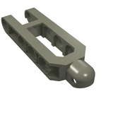 Gray LEGO Technic Steering Arm 6.5 x 2 with a rounded tow ball socket and chamfered edges.