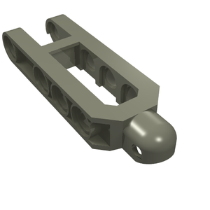 Gray LEGO Technic Steering Arm 6.5 x 2 with a rounded tow ball socket and chamfered edges.