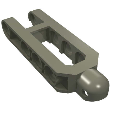 Gray LEGO Technic Steering Arm 6.5 x 2 with a rounded tow ball socket and chamfered edges.