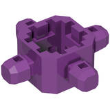 A purple LEGO 32211 Znap Connector 3x3 - 4 way B (Beam) with a hollow center and four protruding beam connectors.