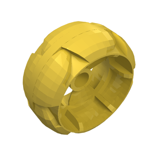 Yellow LEGO 32219 Wheel 32mm Znap Propeller, a rounded, segmented part with internal spokes.
