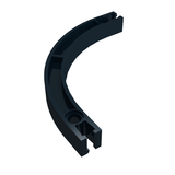 Dark blue LEGO Znap Beam 1/4 circle, radius 8L, with connection holes at ends.