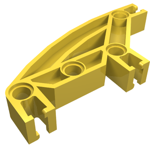 A bright yellow LEGO Znap Beam 8, with four holes and three curved sections, rendered on a white background.