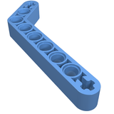 Blue LEGO Technic Modified Bent Thick Liftarm 1 x 9 (7-3) with pin holes.