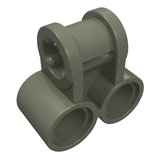 Light bluish gray LEGO Technic, Axle and Pin Connector Perpendicular Double with two pin holes and one axle hole.