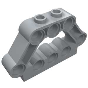 Light grey LEGO Technic Pin Connector Block 1 x 5 x 3 with two studs on top and multiple pin holes.