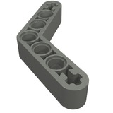 Dark gray LEGO Technic Modified Bent Thick 1 x 7 (4 - 4) liftarm with seven pin holes and two axle holes.