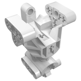 White LEGO 32489 Bionicle Body Torso Trunk Gearbox, a complex piece with multiple connection points and internal structure.
